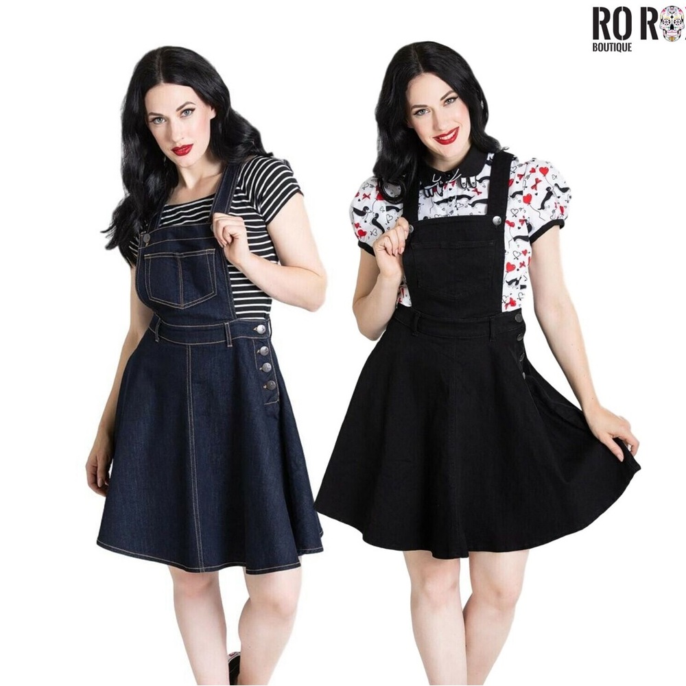 Hell bunny pinafore denim overalls